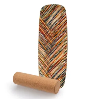 Dřevěný balanční trenažér se stabilizovaným korkovým válečkem, pokročilý wobble board, skateboard