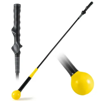 120cm golfový trenažér se zátěžovou hlavou golfová tréninková pomůcka trenažér švihu žlutý