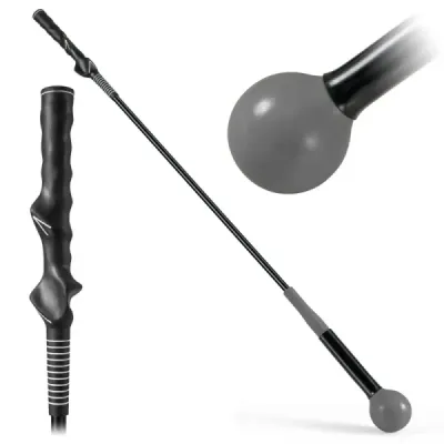 Golfová tréninková pomůcka pro trénink švihu 100 cm se zátěžovou hlavou pro rytmus úchopu flexibilitu rovnováhu šedá