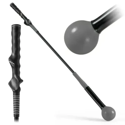 Golfová tréninková pomůcka 80 cm se zátěžovou hlavou pro rytmus úchopu flexibilitu rovnováhu šedá