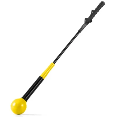 Golfová tréninková pomůcka 80 cm se zátěžovou hlavou pro rytmus úchopu flexibilitu rovnováhu žlutá