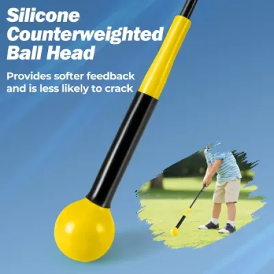 Golfová tréninková pomůcka 80 cm se zátěžovou hlavou pro rytmus úchopu flexibilitu rovnováhu žlutá