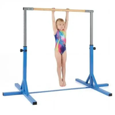 Gymnastická hrazda horizontální hrazda s 12stupňovým nastavením výšky od 85 do 145 cm Hrazda Modrá