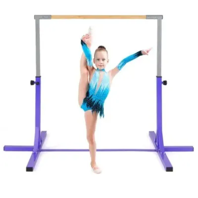Gymnastická hrazda horizontální hrazda s 12stupňovým nastavením výšky od 85 do 145 cm Hrazda Fialová