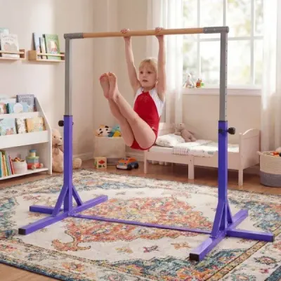 Gymnastická hrazda horizontální hrazda s 12stupňovým nastavením výšky od 85 do 145 cm Hrazda Fialová