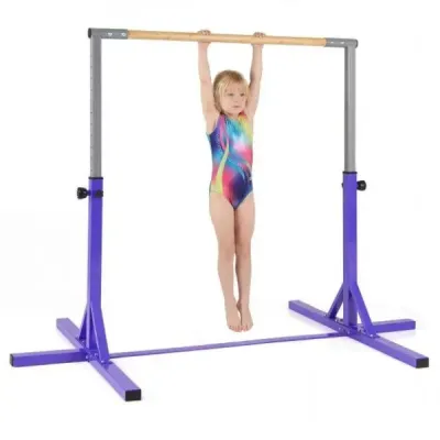 Gymnastická hrazda horizontální hrazda s 12stupňovým nastavením výšky od 85 do 145 cm Hrazda Fialová