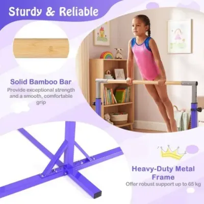 Gymnastická hrazda horizontální hrazda s 12stupňovým nastavením výšky od 85 do 145 cm Hrazda Fialová