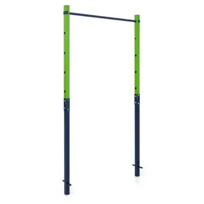 Hrazda na kliky, výškově nastavitelná 80–172 cm, stanice na dipy z pozinkované oceli, nosnost až 110 kg, modrá
