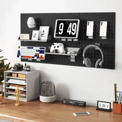 Nástěnná hrací deska na nářadí se 3 hracími deskami a 28dílným závěsným příslušenstvím Černá