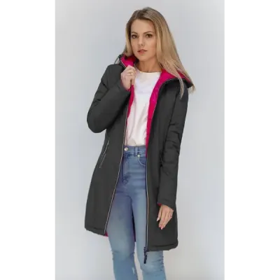 Dámská oboustranná přechodná bunda MODA700 šedo-cyklámenová