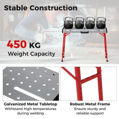 Svařovací stůl s nosností 450 kg a nastavitelnou výškou Přenosný a skládací pracovní stůl