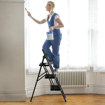 Šplhací žebřík se 3 stupni skládací lezecká pomůcka s protiskluzovými stupni 64 x 39 x 90 cm černá