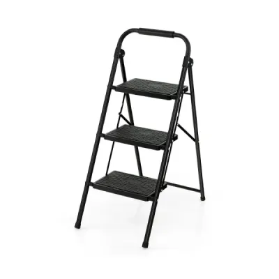 Šplhací žebřík se 3 stupni skládací lezecká pomůcka s protiskluzovými stupni 64 x 39 x 90 cm černá
