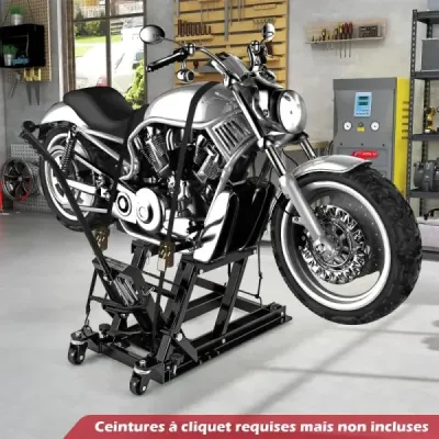 Zvedák na motorku do 680 kg 3stupňový výškově nastavitelný hydraulický zvedák na motorku černý
