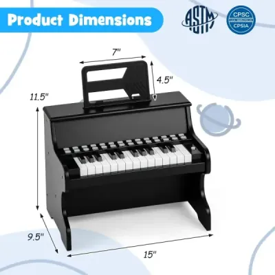 25klávesové mini digitální piano pro děti, elektrické piano s nastavitelnou rychlostí, černé