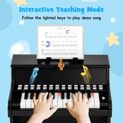 25klávesové mini digitální piano pro děti, elektrické piano s nastavitelnou rychlostí, černé
