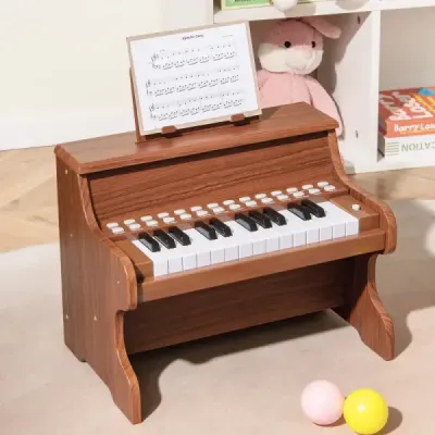 25klávesové mini digitální piano pro děti, elektrické piano s nastavitelnou rychlostí, hnědé