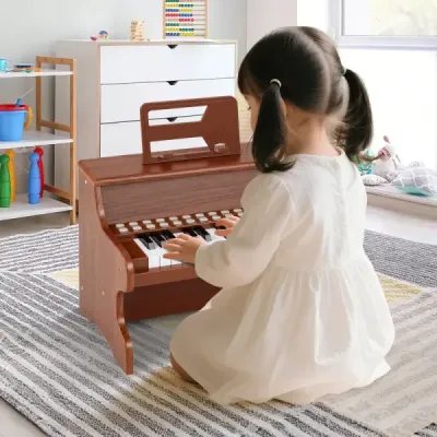 25klávesové mini digitální piano pro děti, elektrické piano s nastavitelnou rychlostí, hnědé