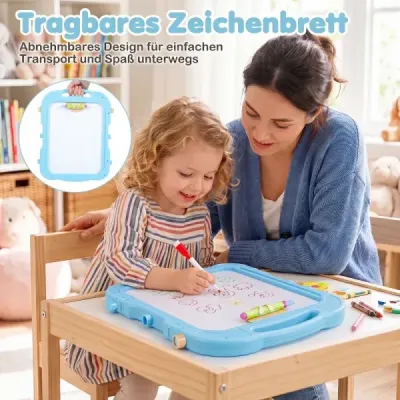 Dětský stojan 4 v 1, výškově nastavitelný, oboustranný s magnetickou tabulí, otočný o 360°, zelený