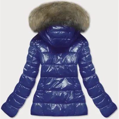 Dámská lesklá zimní prošívaná bunda MODA695 modrá