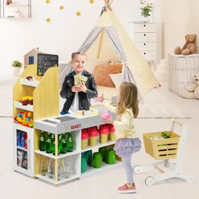 Hrací souprava supermarket s nákupním vozíkem dětská pokladna hračka supermarket na hraní pro děti
