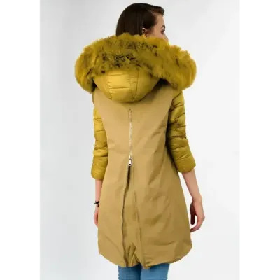Dámská zimní bunda z kombinovaných materiálů MODA708 žlutá