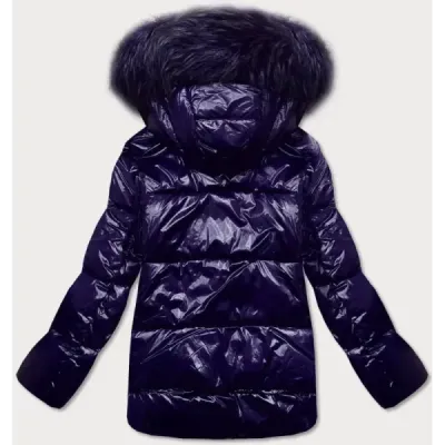 Dámská lesklá zimní bunda MODA697 tmavě modrá