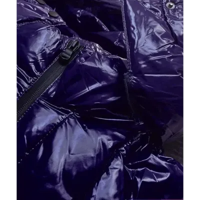 Dámská lesklá zimní bunda MODA697 tmavě modrá