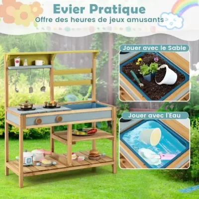 Proměňte čas hry v kulinářské dobrodružství s naší Mud Kitchen! Tato bahenní kuchyňka je vyrobena z kvalitního smrkového dřeva a