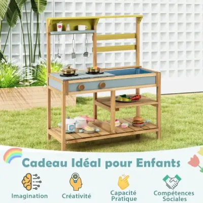 Proměňte čas hry v kulinářské dobrodružství s naší Mud Kitchen! Tato bahenní kuchyňka je vyrobena z kvalitního smrkového dřeva a