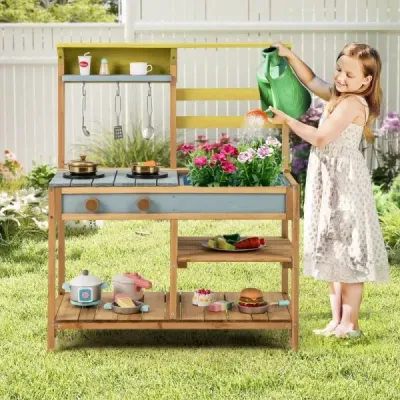 Proměňte čas hry v kulinářské dobrodružství s naší Mud Kitchen! Tato bahenní kuchyňka je vyrobena z kvalitního smrkového dřeva a