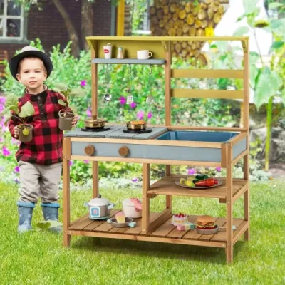 Proměňte čas hry v kulinářské dobrodružství s naší Mud Kitchen! Tato bahenní kuchyňka je vyrobena z kvalitního smrkového dřeva a