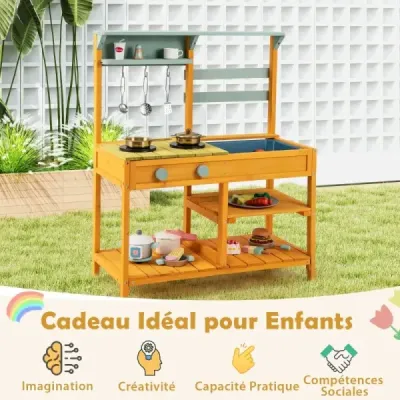 Proměňte čas hry v kulinářské dobrodružství s naší Mud Kitchen! Tato bahenní kuchyňka je vyrobena z kvalitního smrkového dřeva a