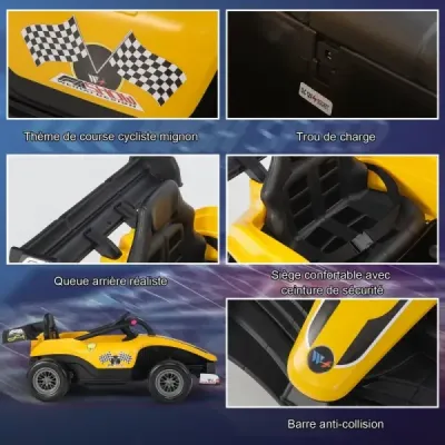 Dětské elektrické autíčko 12 V Dětské elektrické závodní autíčko pro batolata s dálkovým ovládáním Žluté