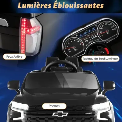 Dětské elektrické autíčko Chevrolet s 2,4G dálkovým ovládáním, odpružením, světly a hudbou, černé