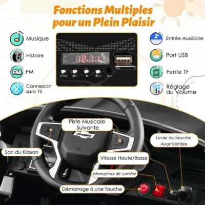 Dětské elektrické autíčko Chevrolet s 2,4G dálkovým ovládáním, odpružením, světly a hudbou, černé