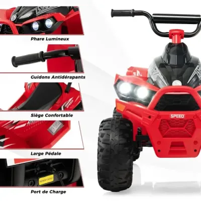 Elektrická dětská čtyřkolka 12V s rychlostí 2,2/4,3 KM/H & Klakson, hudba & LED světla elektrická quad zelená