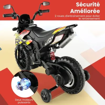 12V dětská elektrická motorka s tréninkovými koly Aprilia Licencovaná elektrická motorka černá