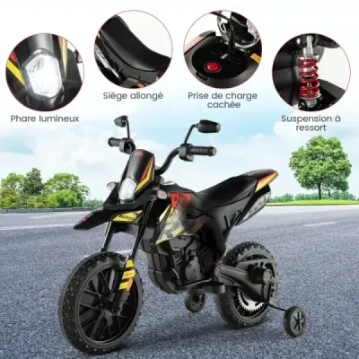 12V dětská elektrická motorka s tréninkovými koly Aprilia Licencovaná elektrická motorka černá