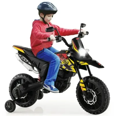12V dětská elektrická motorka s tréninkovými koly Aprilia Licencovaná elektrická motorka černá