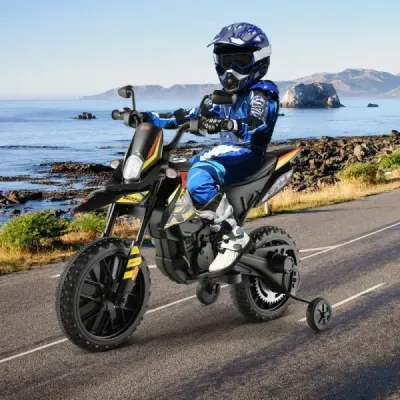 12V dětská elektrická motorka s tréninkovými koly Aprilia Licencovaná elektrická motorka černá