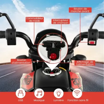 12V dětská elektrická motorka s tréninkovými koly Aprilia Licencovaná elektrická motorka černá