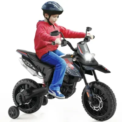 12V dětská elektrická motorka s tréninkovými koly Aprilia Licencovaná elektrická motorka černá