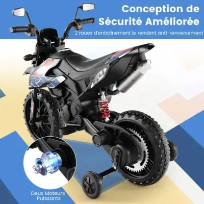 12V dětská elektrická motorka s tréninkovými koly Aprilia Licencovaná elektrická motorka černá