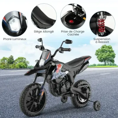 12V dětská elektrická motorka s tréninkovými koly Aprilia Licencovaná elektrická motorka černá