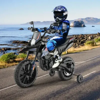 12V dětská elektrická motorka s tréninkovými koly Aprilia Licencovaná elektrická motorka černá