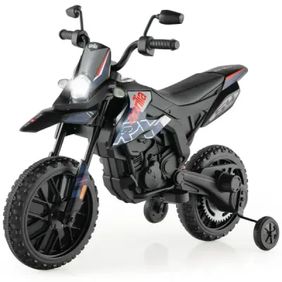 12V dětská elektrická motorka s tréninkovými koly Aprilia Licencovaná elektrická motorka černá