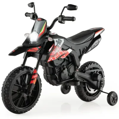 12V dětská elektrická motorka s tréninkovými koly Aprilia Licencovaná elektrická motorka černá