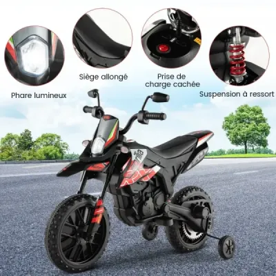 12V dětská elektrická motorka s tréninkovými koly Aprilia Licencovaná elektrická motorka černá