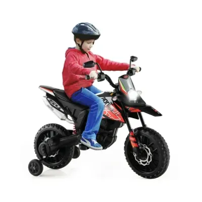 12V dětská elektrická motorka s tréninkovými koly Aprilia Licencovaná elektrická motorka černá